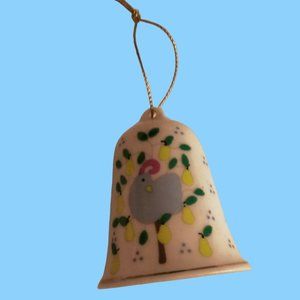 Lillian Vernon Ceramic Bell Partridge in a pear tree 12 Days of Christmas White
